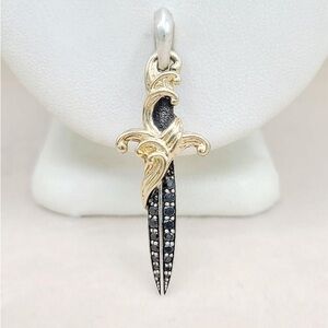 David Yurman Dagger Waves Amulet With Gold And Black Diamonds